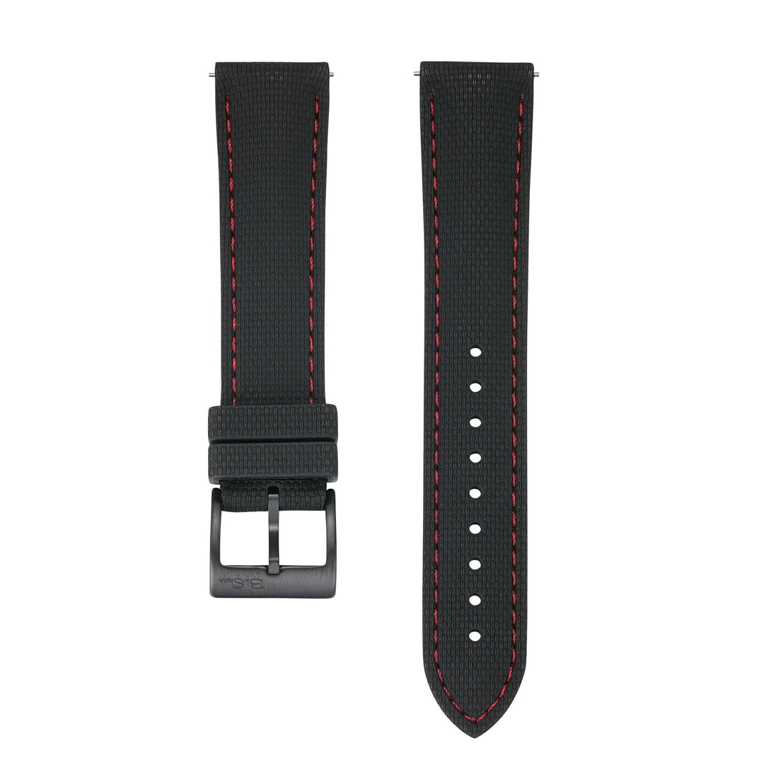 Sailcloth Rubber Buckle - Black/Red - BluShark Straps