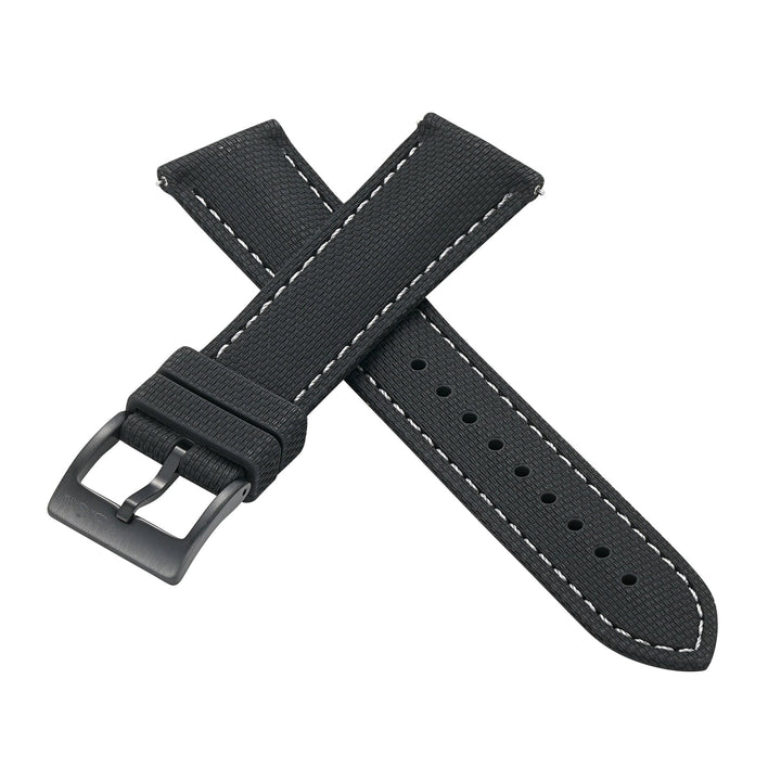 Sailcloth Rubber Buckle - Black/White - BluShark Straps