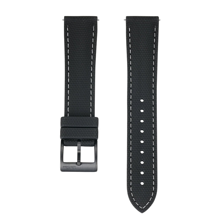 Sailcloth Rubber Buckle - Black/White - BluShark Straps
