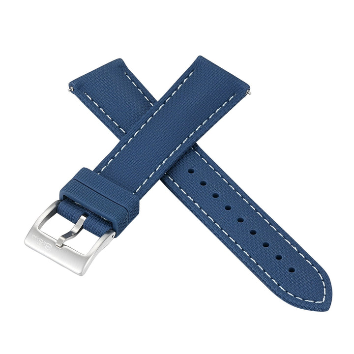 Sailcloth Rubber Buckle - Blue/White - BluShark Straps