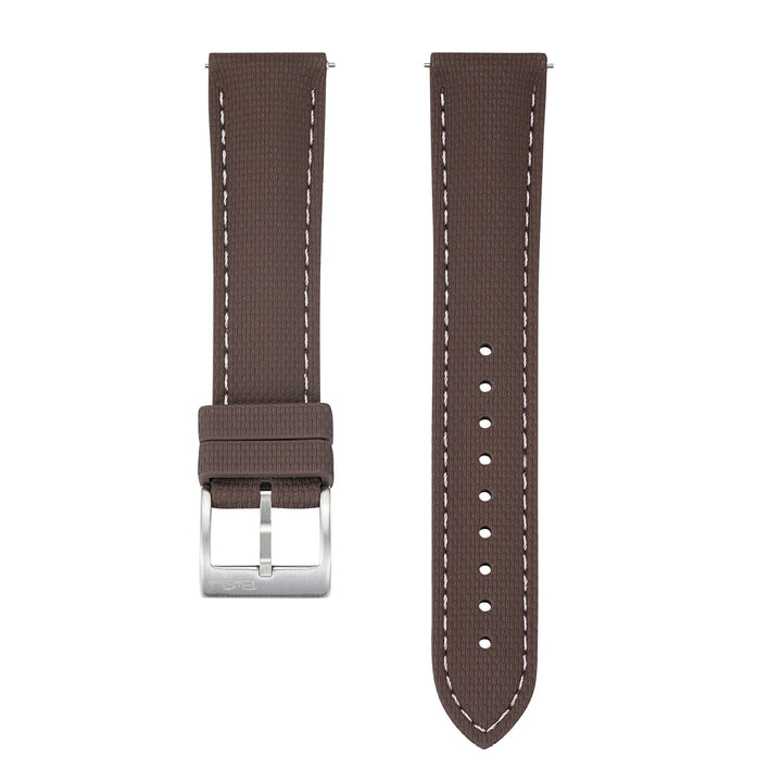 Sailcloth Rubber Buckle - Brown/White - BluShark Straps