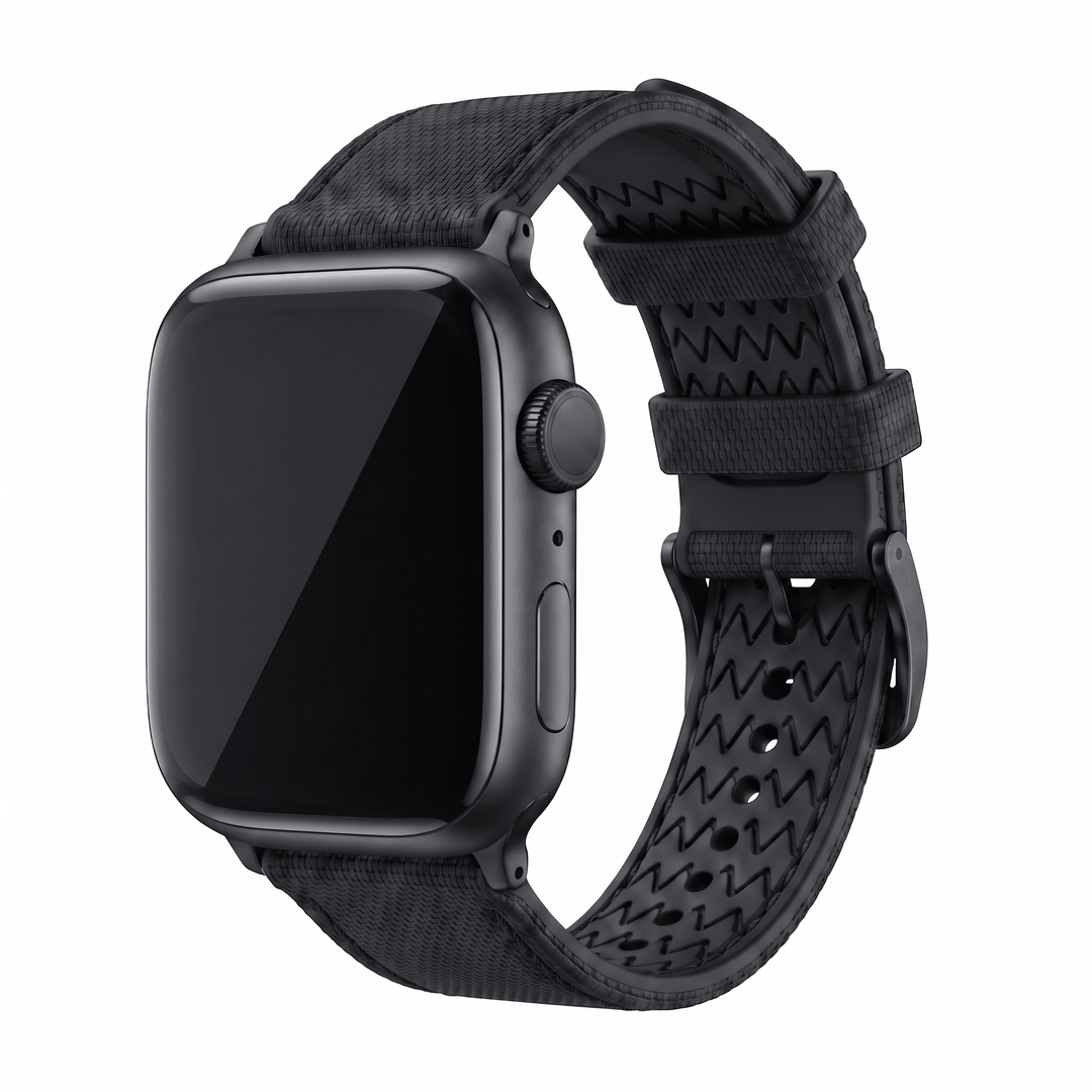 Sailcloth Rubber Buckle - For Apple Watch - Blackout - BluShark Straps