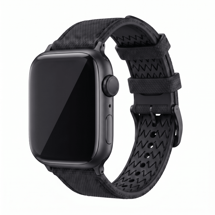 Sailcloth Rubber Buckle - For Apple Watch - Blackout - BluShark Straps