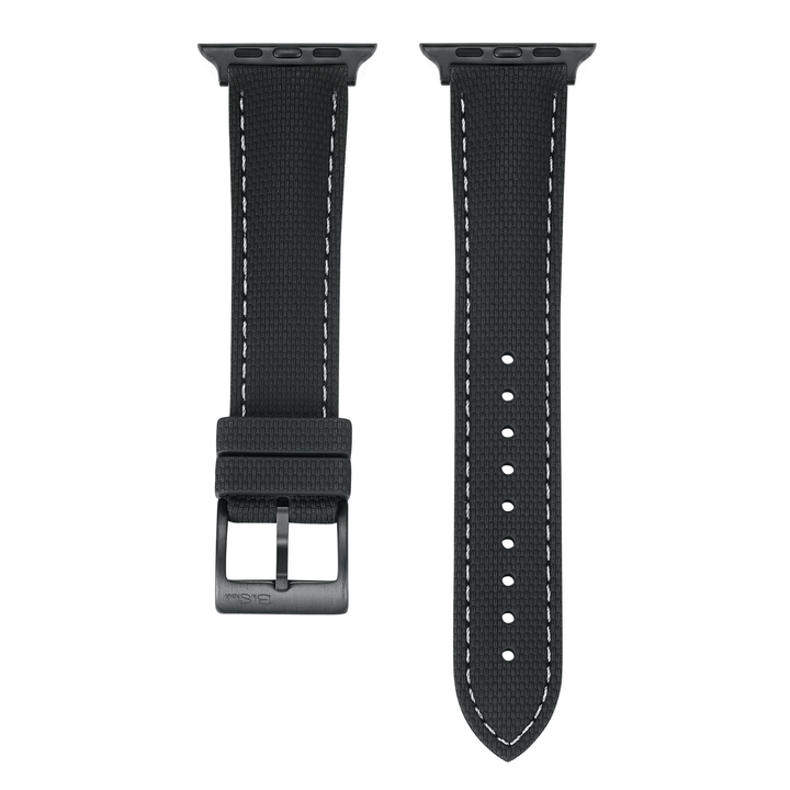 Sailcloth Rubber Buckle - For Apple Watch - Black/White - BluShark Straps