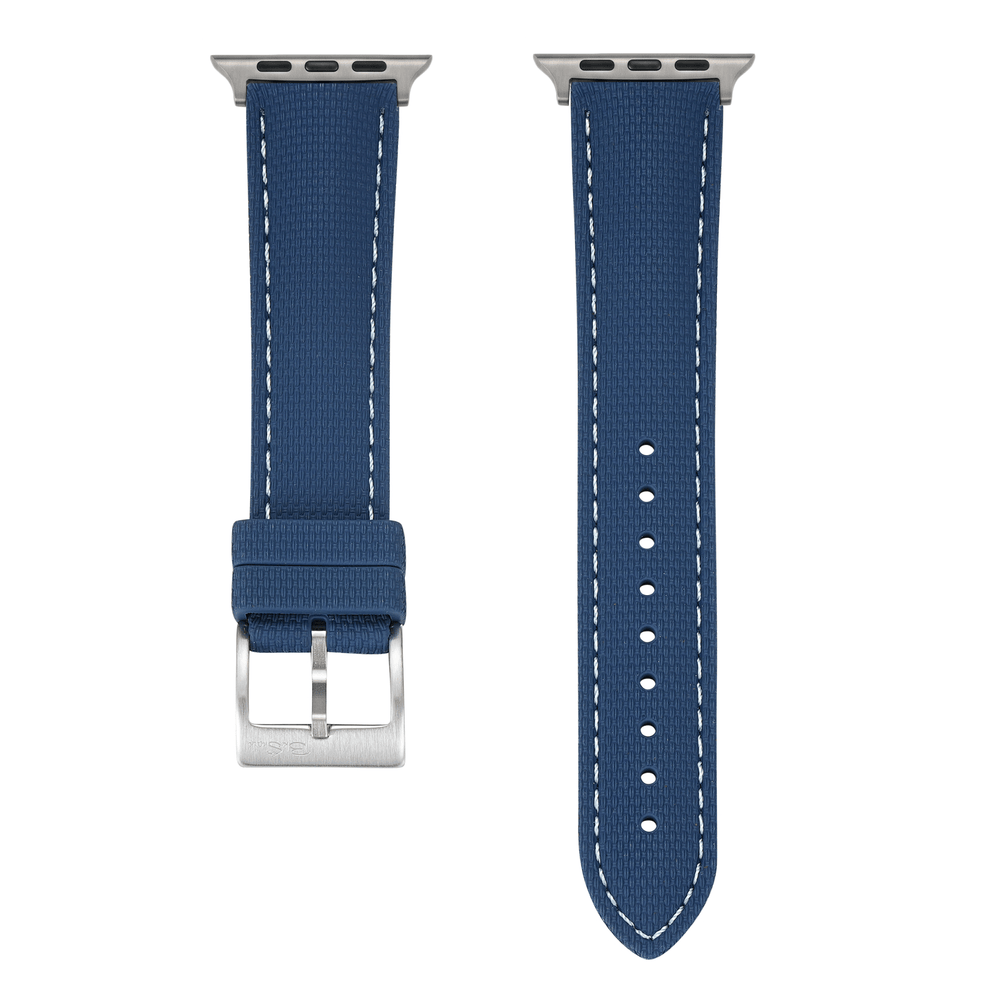 Sailcloth Rubber Buckle - For Apple Watch - Blue/White - BluShark Straps
