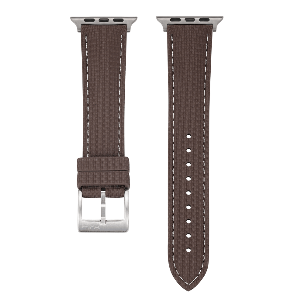 Sailcloth Rubber Buckle - For Apple Watch - Brown/White - BluShark Straps