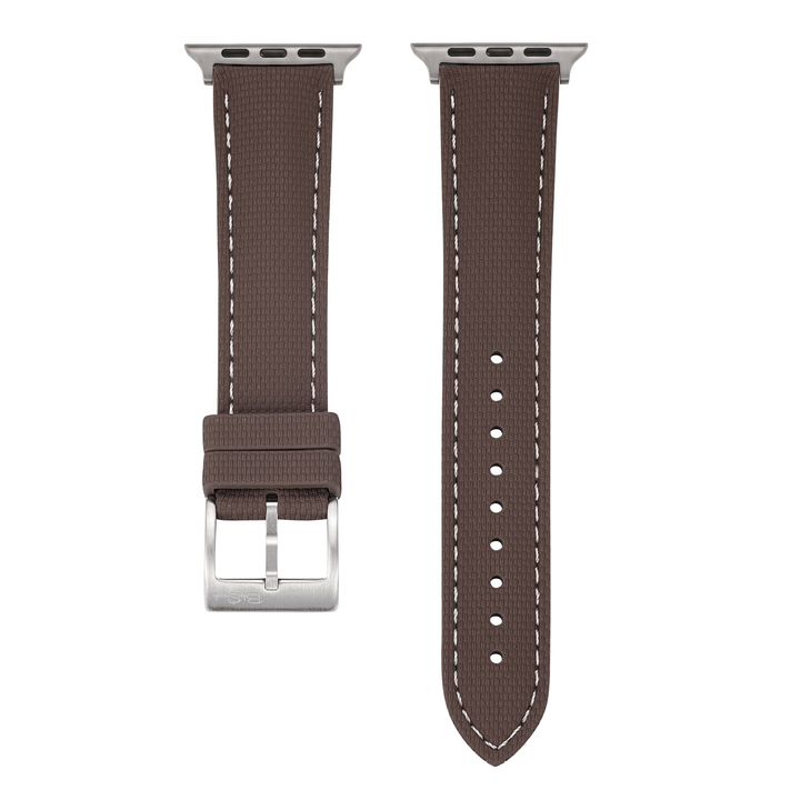 Sailcloth Rubber Buckle - For Apple Watch - Brown/White - BluShark Straps
