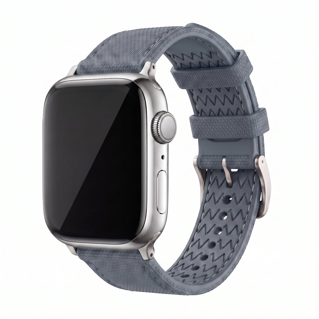 Sailcloth Rubber Buckle - For Apple Watch - Gray/White - BluShark Straps