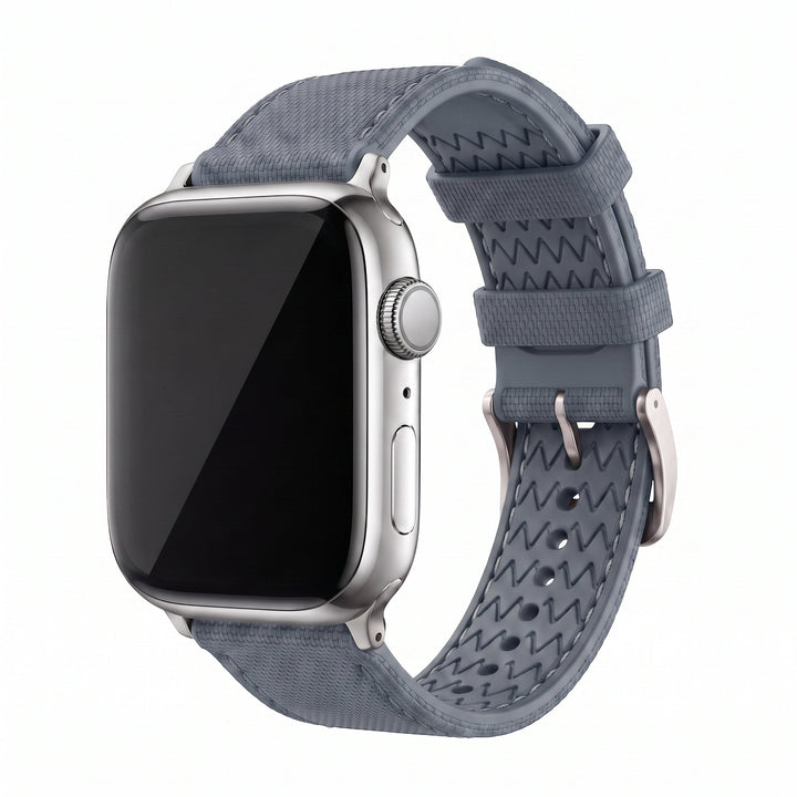 Sailcloth Rubber Buckle - For Apple Watch - Gray/White - BluShark Straps