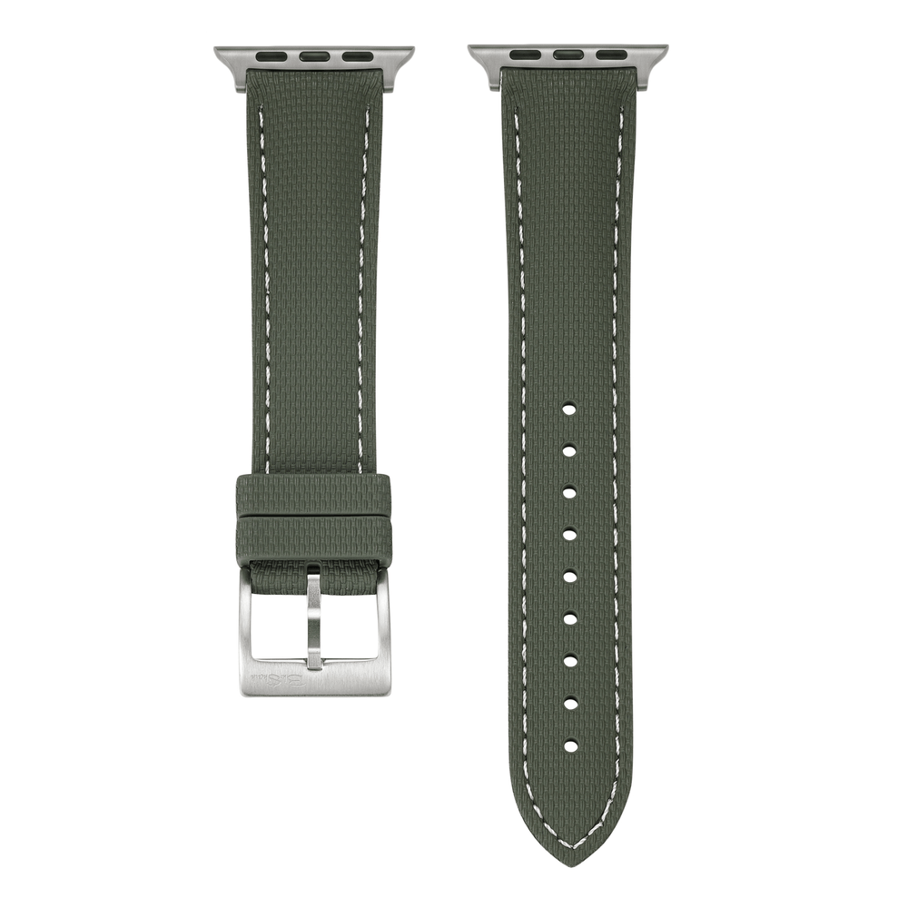 Sailcloth Rubber Buckle - For Apple Watch - Green/White - BluShark Straps