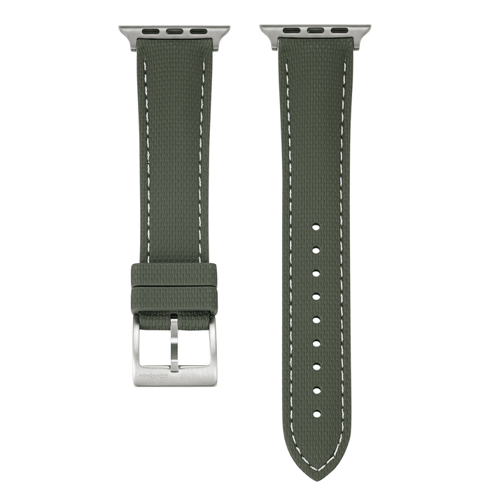 Sailcloth Rubber Buckle - For Apple Watch - Green/White - BluShark Straps