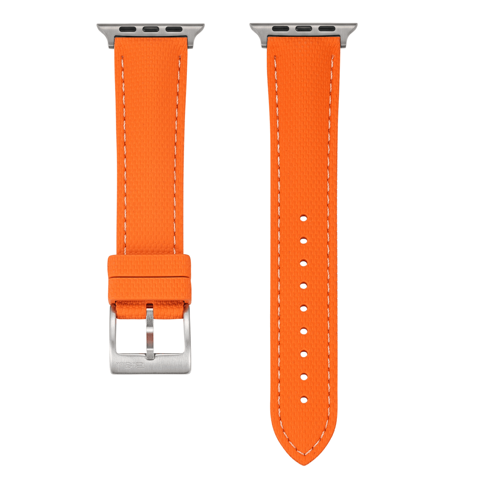 Sailcloth Rubber Buckle - For Apple Watch - Orange/White - BluShark Straps