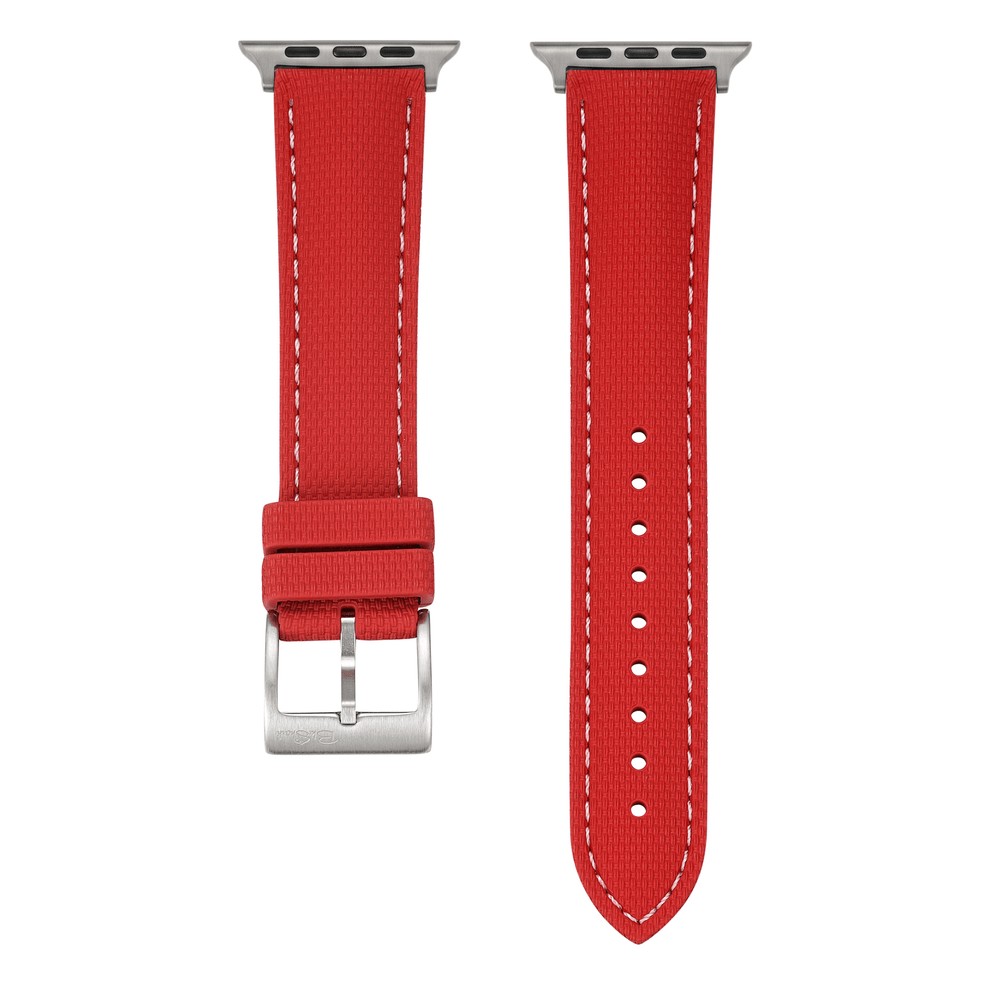 Sailcloth Rubber Buckle - For Apple Watch - Red/White - BluShark Straps