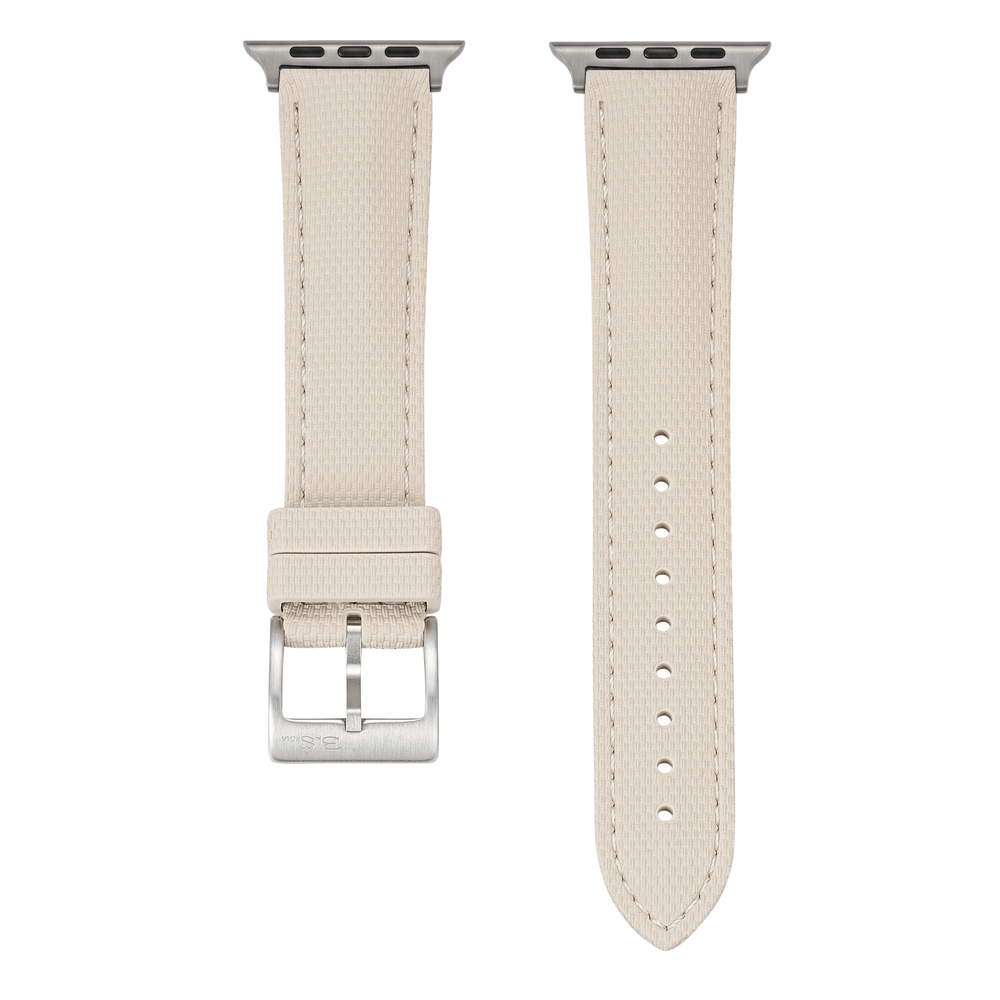 Sailcloth Rubber Buckle - For Apple Watch - Tan/White - BluShark Straps