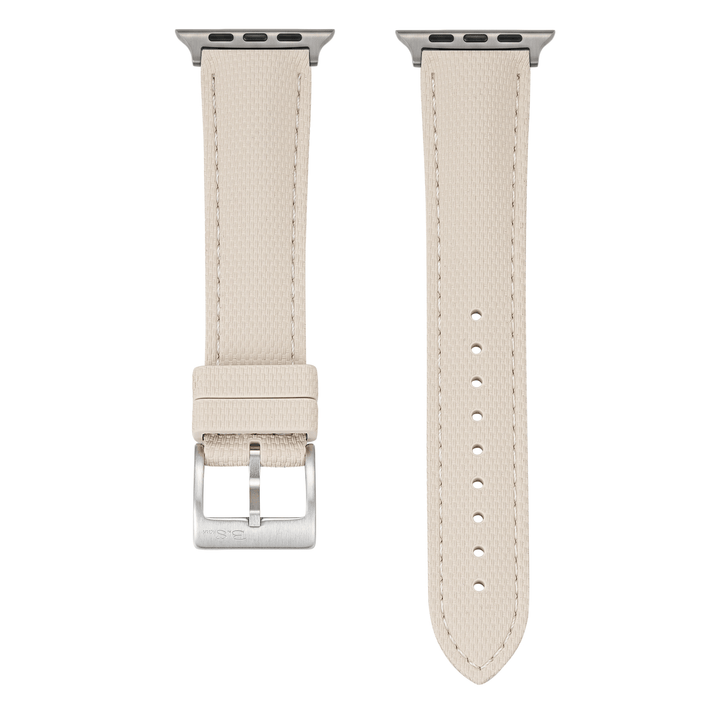 Sailcloth Rubber Buckle - For Apple Watch - Tan/White - BluShark Straps