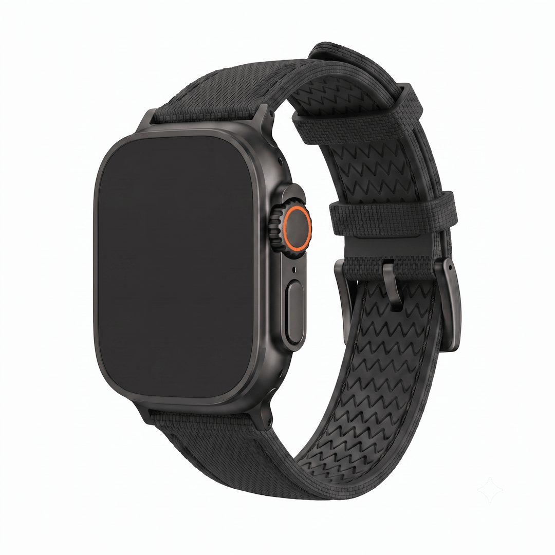 Sailcloth Rubber Buckle - For Apple Watch ULTRA - Blackout - BluShark Straps