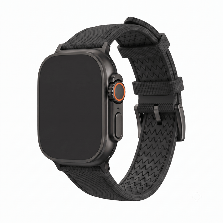 Sailcloth Rubber Buckle - For Apple Watch ULTRA - Blackout - BluShark Straps