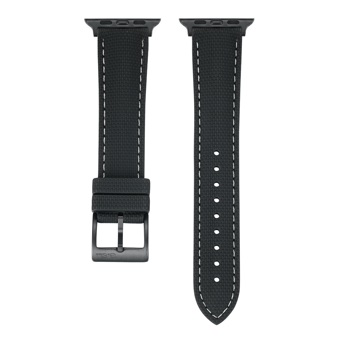 Sailcloth Rubber Buckle - For Apple Watch ULTRA - Black/White - BluShark Straps