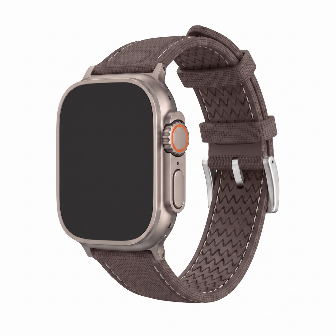 Sailcloth Rubber Buckle - For Apple Watch ULTRA - Brown/White - BluShark Straps
