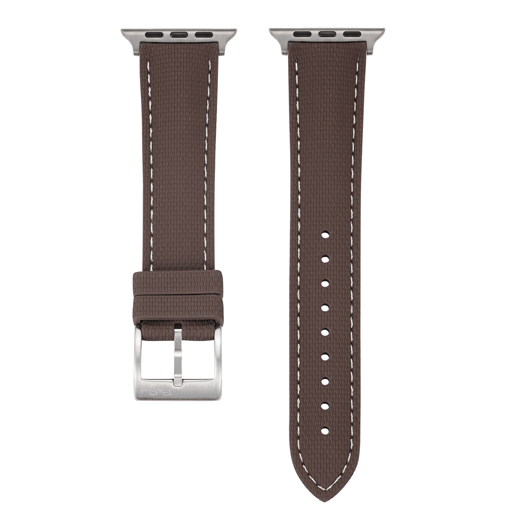 Sailcloth Rubber Buckle - For Apple Watch ULTRA - Brown/White - BluShark Straps