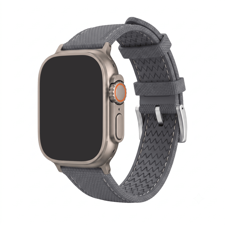 Sailcloth Rubber Buckle - For Apple Watch ULTRA - Gray/White - BluShark Straps