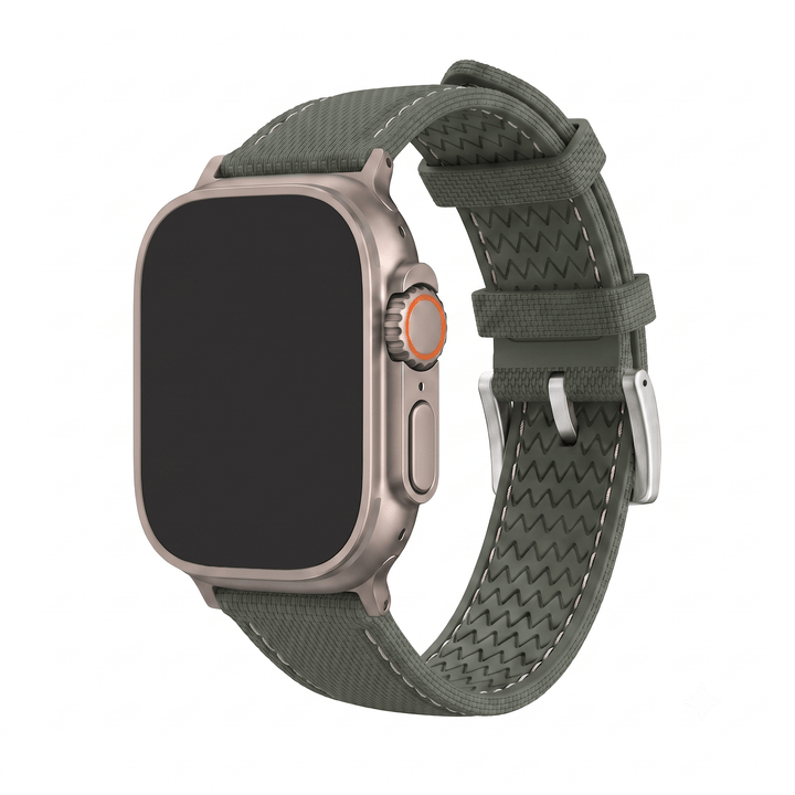Sailcloth Rubber Buckle - For Apple Watch ULTRA - Green/White - BluShark Straps