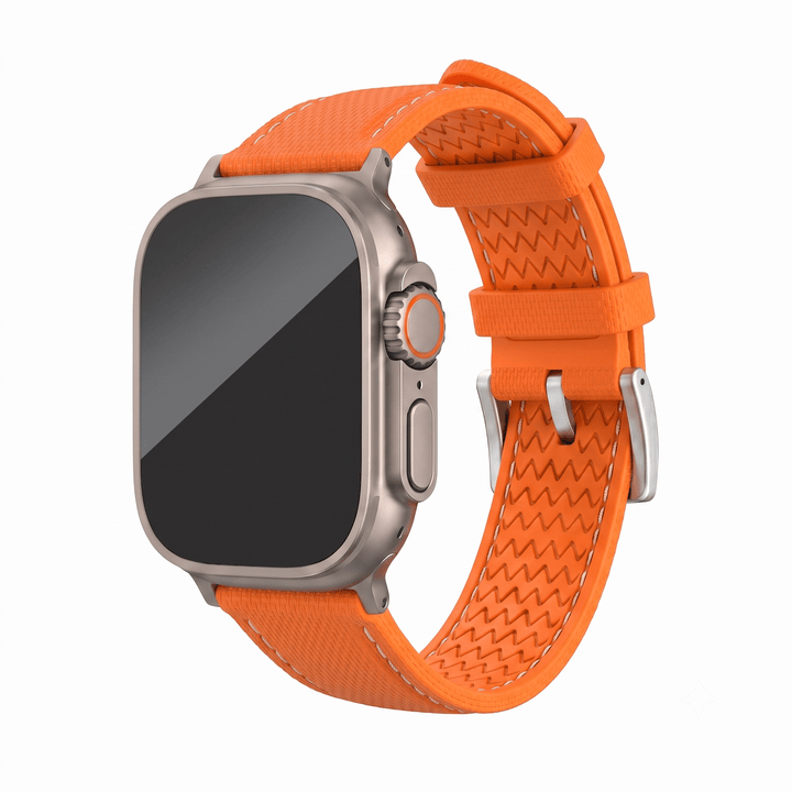 Sailcloth Rubber Buckle - For Apple Watch ULTRA - Orange/White - BluShark Straps