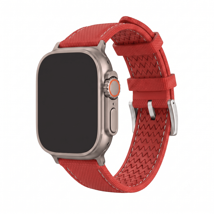 Sailcloth Rubber Buckle - For Apple Watch ULTRA - Red/White - BluShark Straps