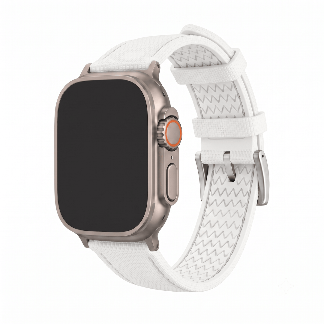 Sailcloth Rubber Buckle - For Apple Watch ULTRA - White/White - BluShark Straps