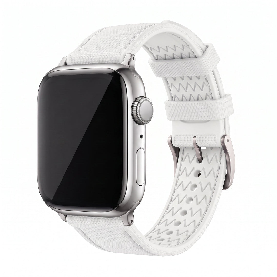 Sailcloth Rubber Buckle - For Apple Watch - White/White - BluShark Straps