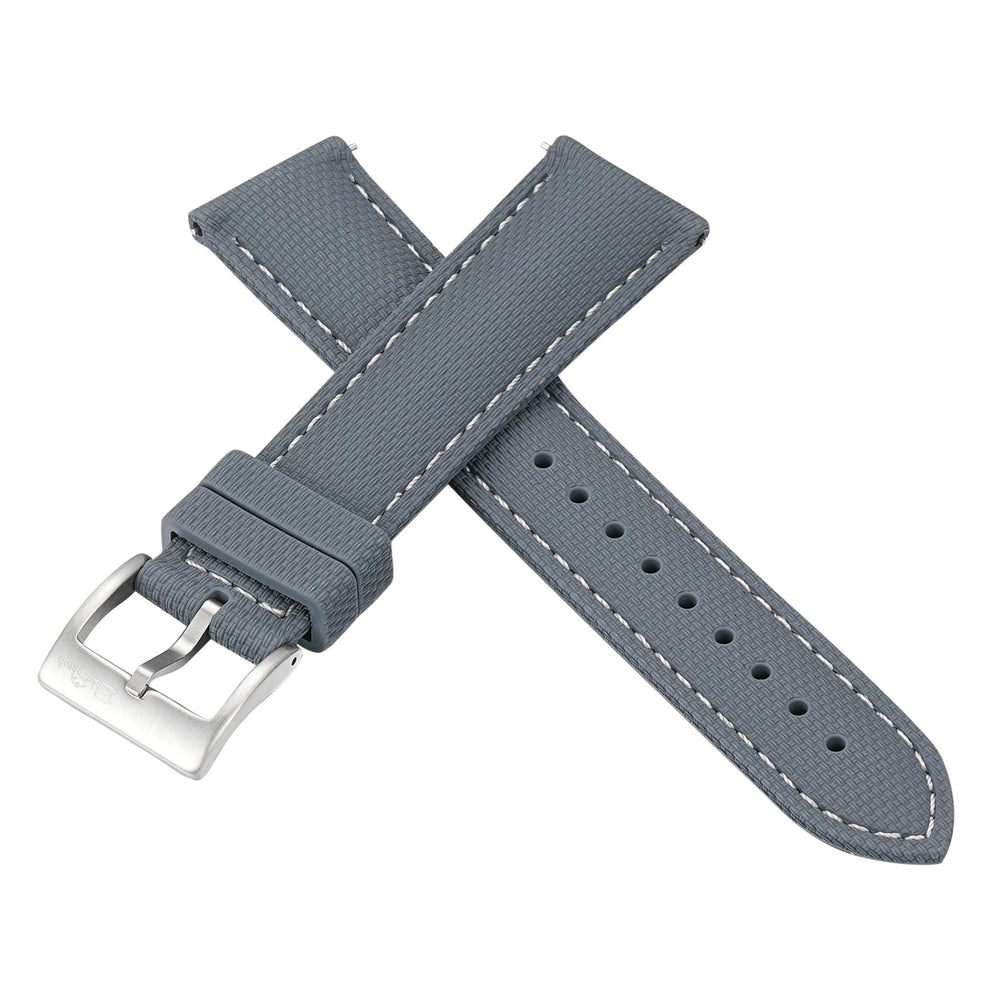 Sailcloth Rubber Buckle - Gray/White - BluShark Straps