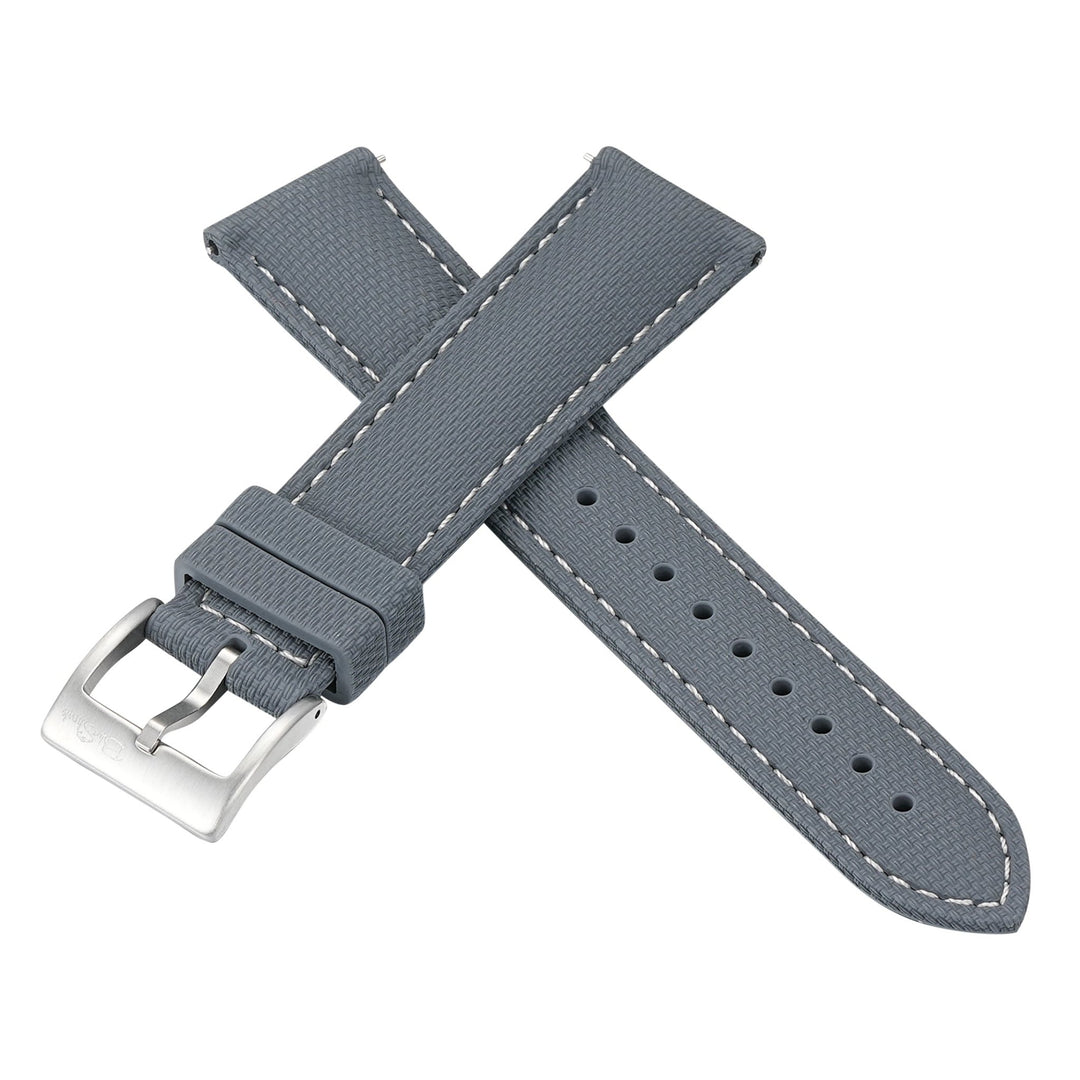 Sailcloth Rubber Buckle - Gray/White - BluShark Straps