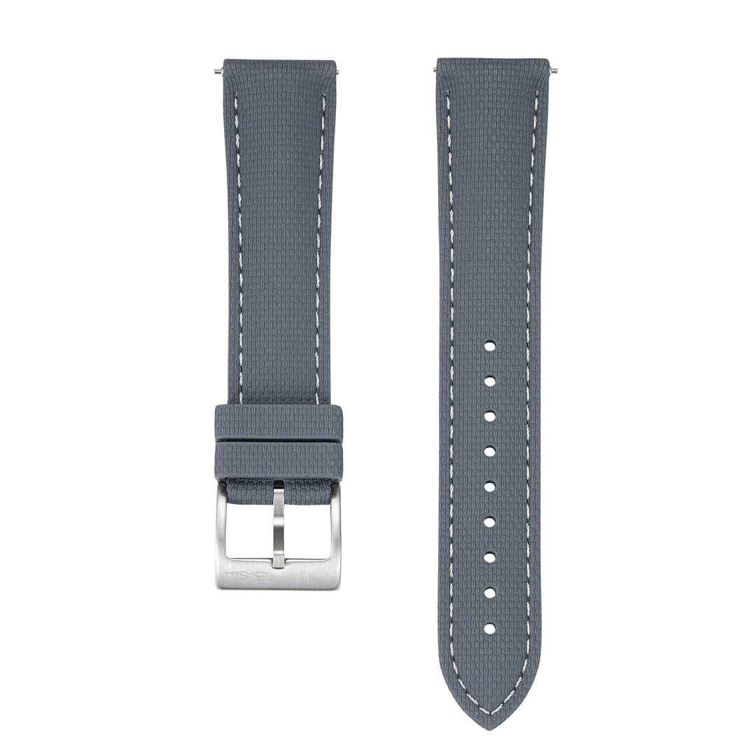 Sailcloth Rubber Buckle - Gray/White - BluShark Straps