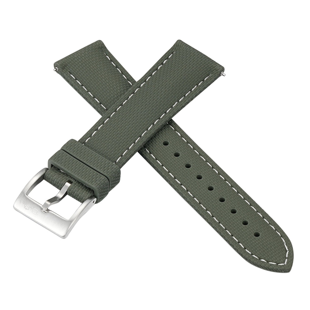 Sailcloth Rubber Buckle - Green/White - BluShark Straps