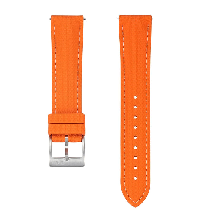 Sailcloth Rubber Buckle - Orange/White - BluShark Straps
