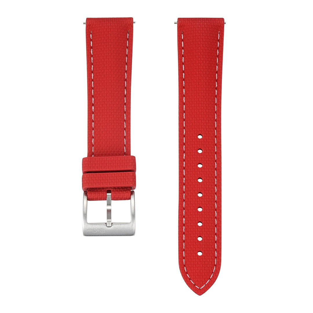Sailcloth Rubber Buckle - Red/White - BluShark Straps