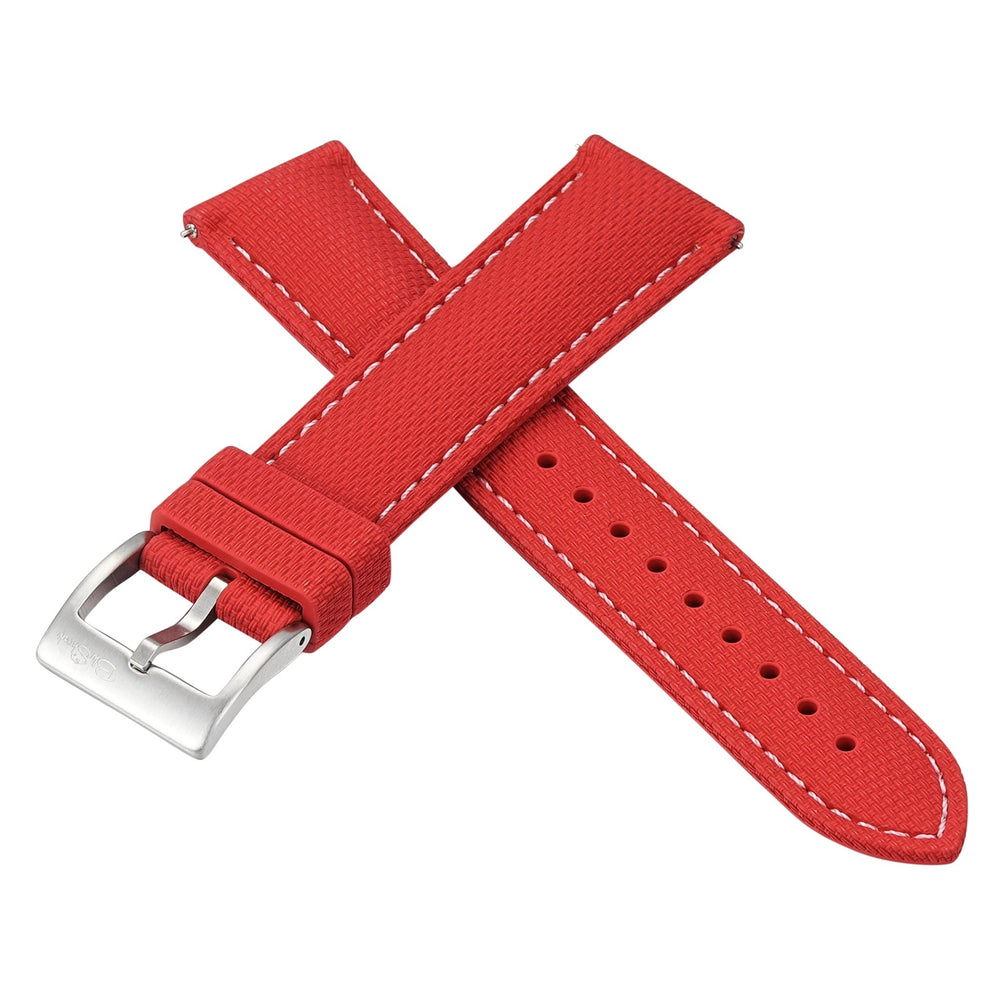 Sailcloth Rubber Buckle - Red/White - BluShark Straps