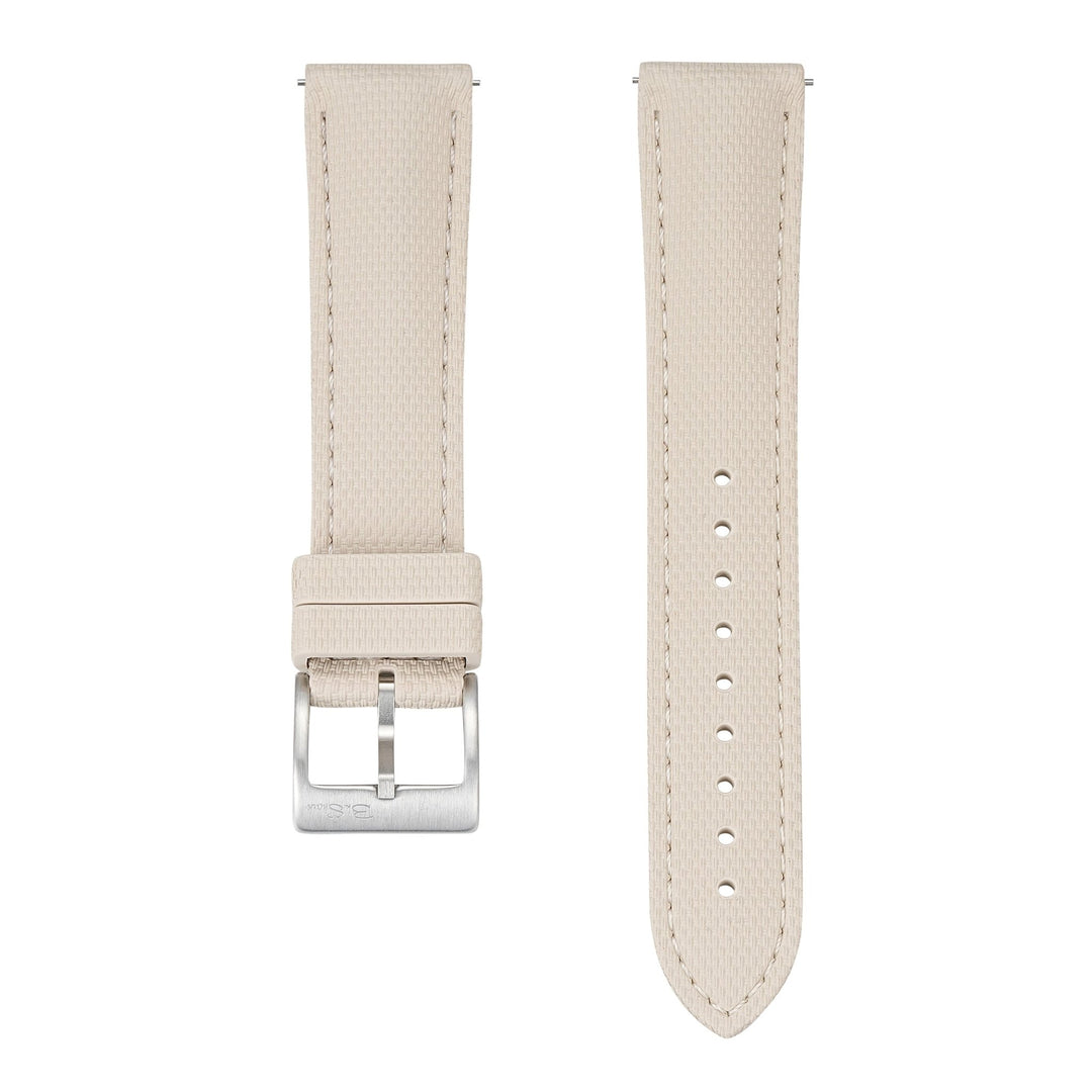 Sailcloth Rubber Buckle - Tan/White - BluShark Straps