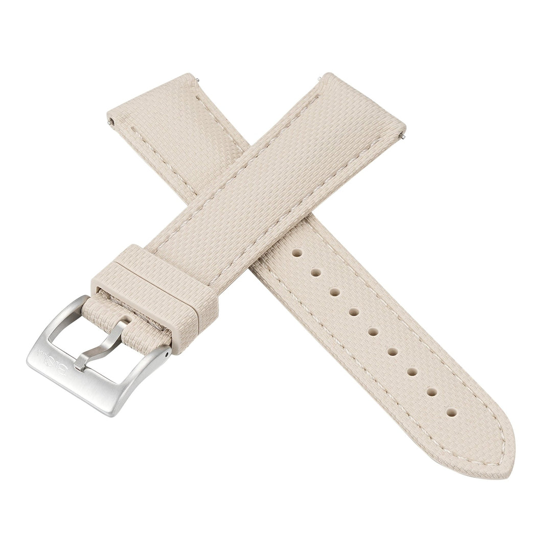 Sailcloth Rubber Buckle - Tan/White - BluShark Straps