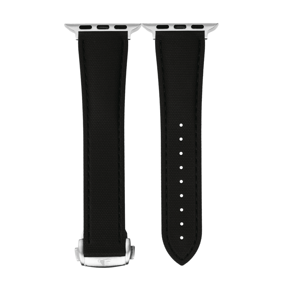 Sailcloth Rubber Deploy Band – For Apple Watch - Blackout - BluShark Straps