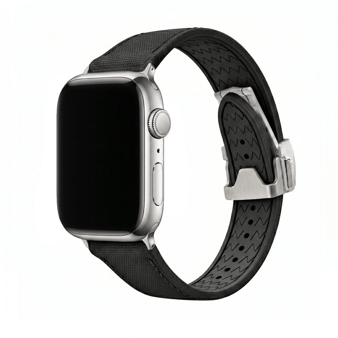 Sailcloth Rubber Deploy Band – For Apple Watch - Blackout - BluShark Straps