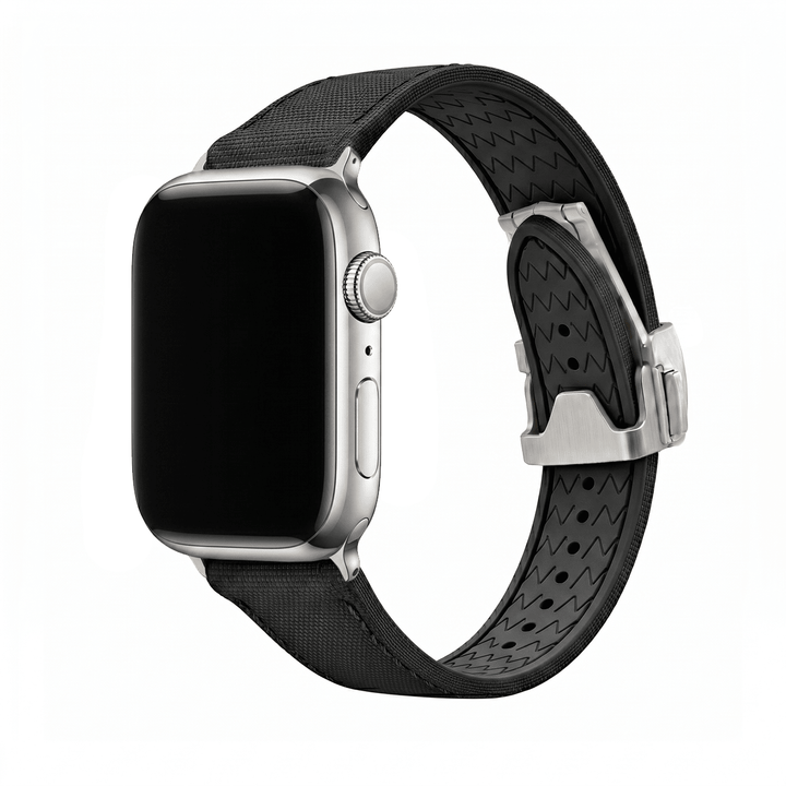 Sailcloth Rubber Deploy Band – For Apple Watch - Blackout - BluShark Straps