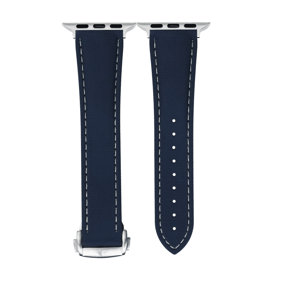 Sailcloth Rubber Deploy Band – For Apple Watch - Blue - BluShark Straps