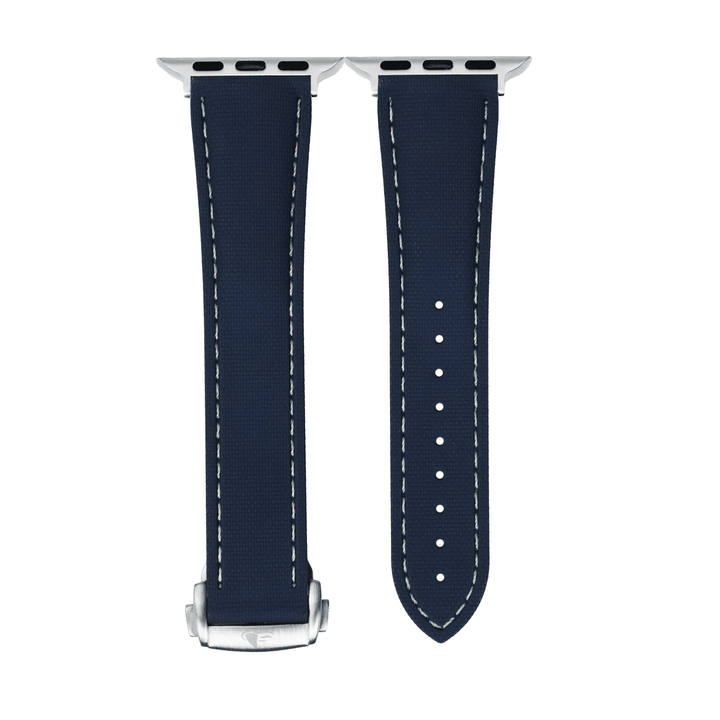 Sailcloth Rubber Deploy Band – For Apple Watch - Blue - BluShark Straps