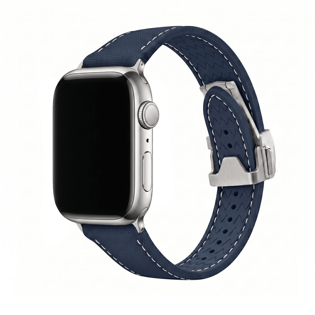 Sailcloth Rubber Deploy Band – For Apple Watch - Blue - BluShark Straps
