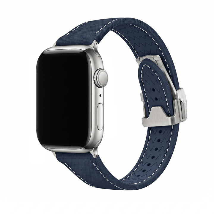 Sailcloth Rubber Deploy Band – For Apple Watch - Blue - BluShark Straps