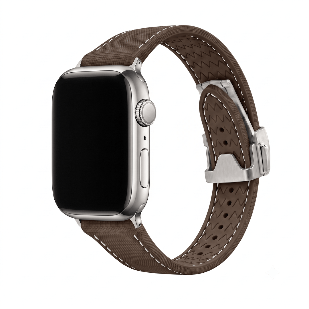 Sailcloth Rubber Deploy Band – For Apple Watch - Brown - BluShark Straps