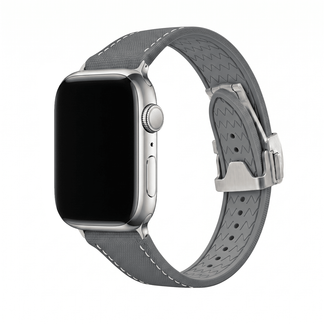 Sailcloth Rubber Deploy Band – For Apple Watch - Gray - BluShark Straps