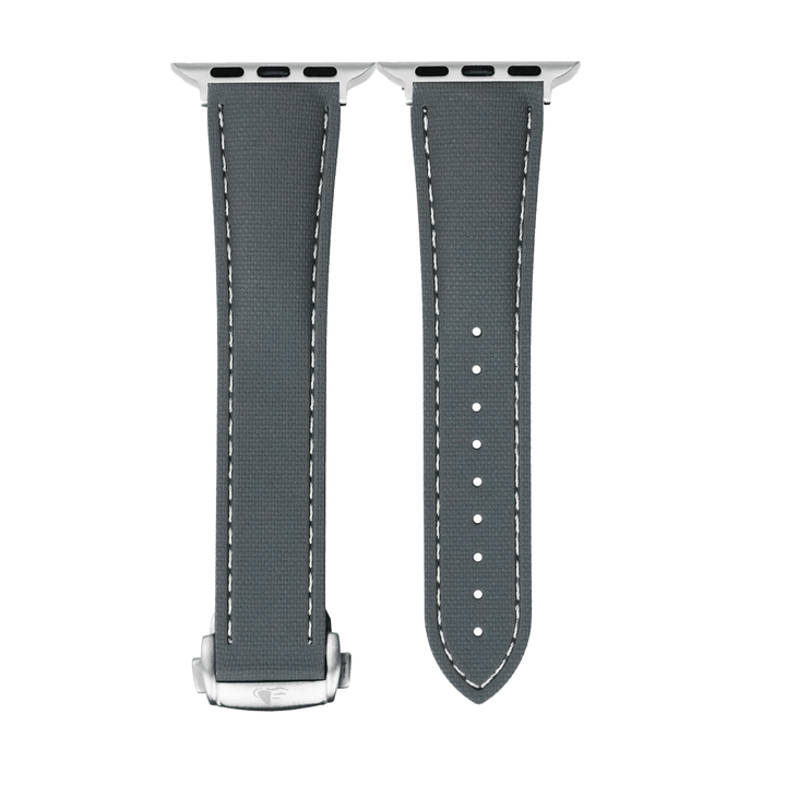 Sailcloth Rubber Deploy Band – For Apple Watch - Gray - BluShark Straps