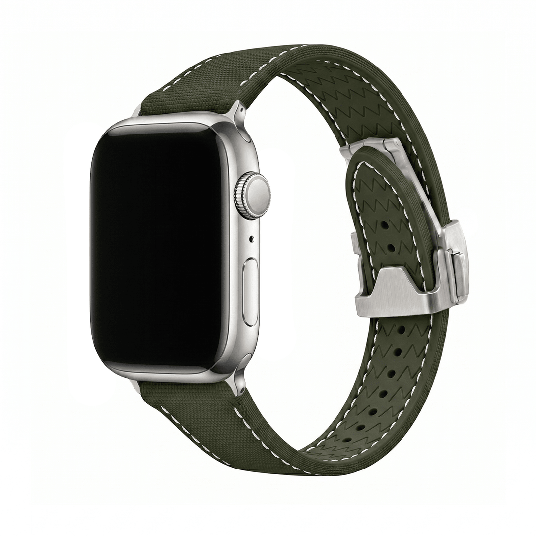 Sailcloth Rubber Deploy Band – For Apple Watch - Green - BluShark Straps